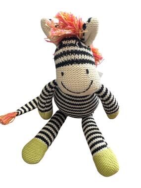 Mackenzie Childs Zoey Zebra 12” Black and White Stripe Plush Doll